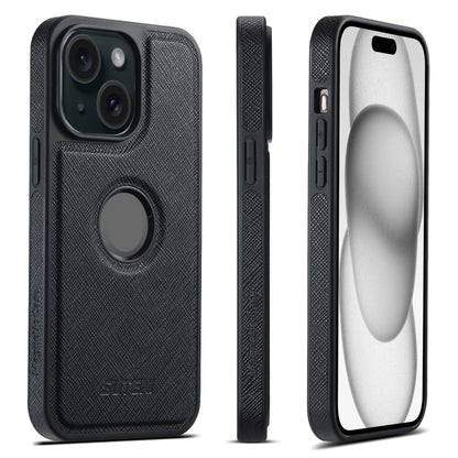 For iPhone 15 Plus Suteni G1 Cross Texture MagSafe Phone Case(Black) - iPhone 15 Plus Cases by Suteni | Online Shopping UK | buy2fix