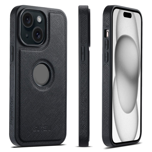 For iPhone 15 Plus Suteni G1 Cross Texture MagSafe Phone Case(Black) - iPhone 15 Plus Cases by Suteni | Online Shopping UK | buy2fix
