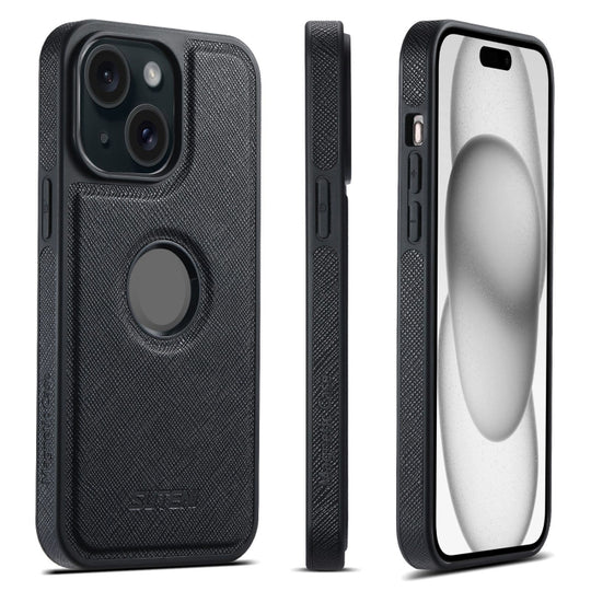 For iPhone 15 Plus Suteni G1 Cross Texture MagSafe Phone Case(Black)