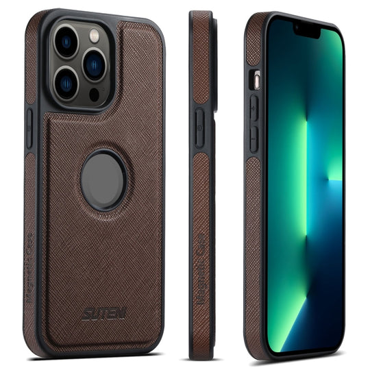 For iPhone 13 Pro Max Suteni G1 Cross Texture MagSafe Phone Case(Brown)