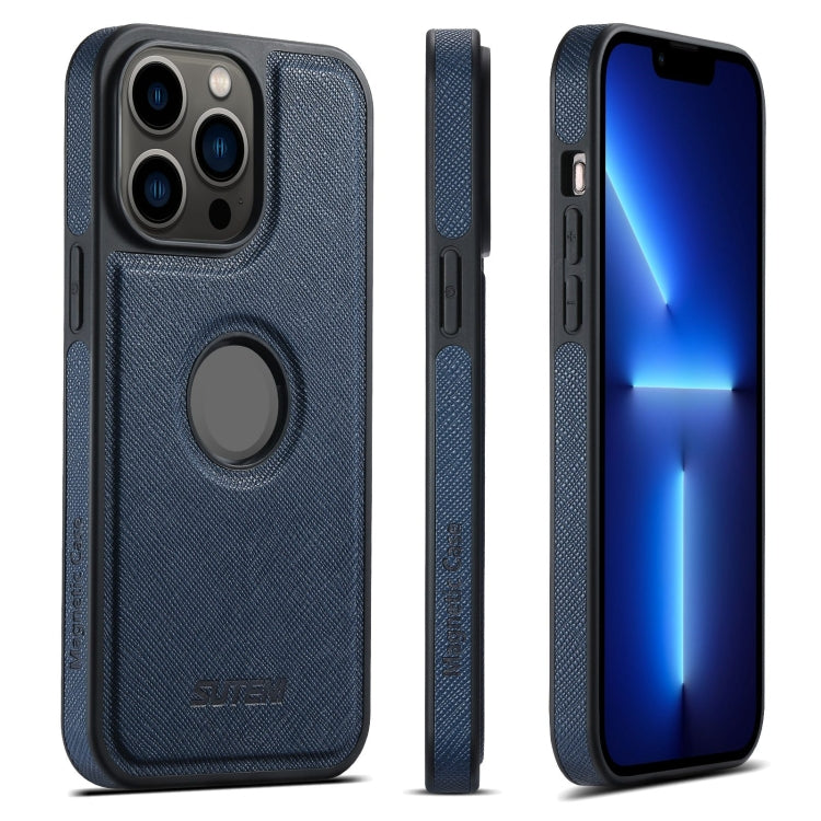 For iPhone 13 Pro Suteni G1 Cross Texture MagSafe Phone Case(Blue) - iPhone 13 Pro Cases by Suteni | Online Shopping UK | buy2fix
