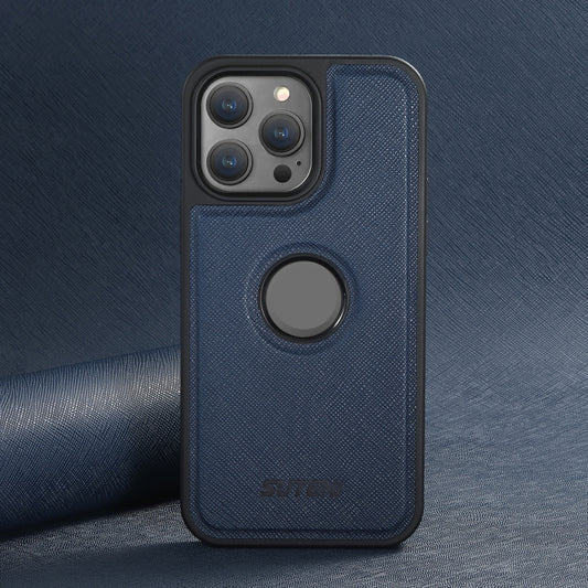 For iPhone 13 Pro Suteni G1 Cross Texture MagSafe Phone Case(Blue) - iPhone 13 Pro Cases by Suteni | Online Shopping UK | buy2fix