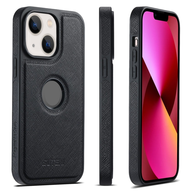 For iPhone 13 Suteni G1 Cross Texture MagSafe Phone Case(Black) - iPhone 13 Cases by Suteni | Online Shopping UK | buy2fix