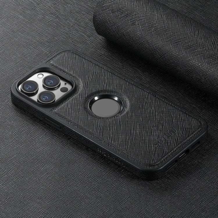 For iPhone 13 Suteni G1 Cross Texture MagSafe Phone Case(Black) - iPhone 13 Cases by Suteni | Online Shopping UK | buy2fix