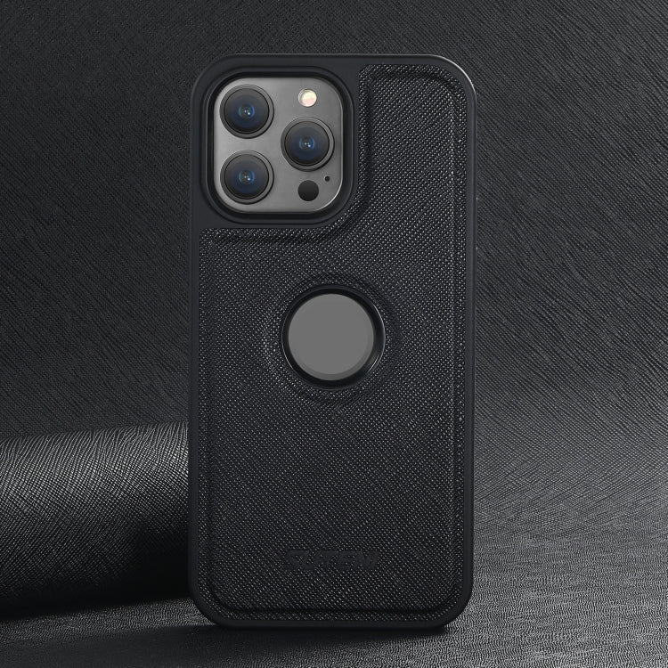 For iPhone 12 Pro Max Suteni G1 Cross Texture MagSafe Phone Case(Black) - iPhone 12 Pro Max Cases by Suteni | Online Shopping UK | buy2fix