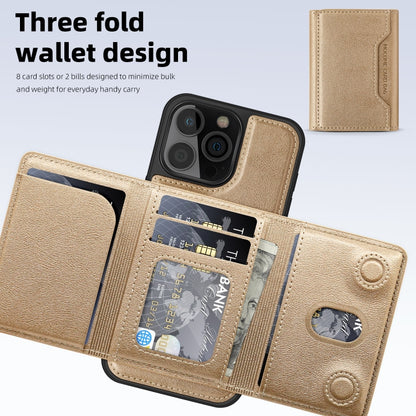For iPhone 12 Pro Shield Multi-functional MagSafe Card Bag Phone Case(Desert Gold) - iPhone 12 / 12 Pro Cases by buy2fix | Online Shopping UK | buy2fix