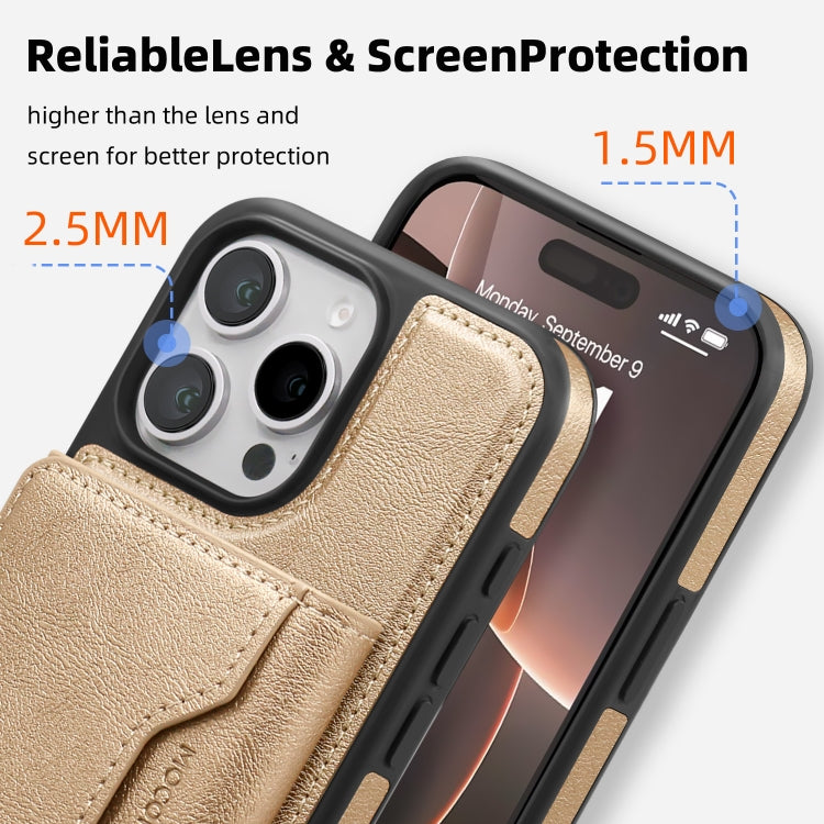 For iPhone 12 Pro Shield Multi-functional MagSafe Card Bag Phone Case(Desert Gold) - iPhone 12 / 12 Pro Cases by buy2fix | Online Shopping UK | buy2fix