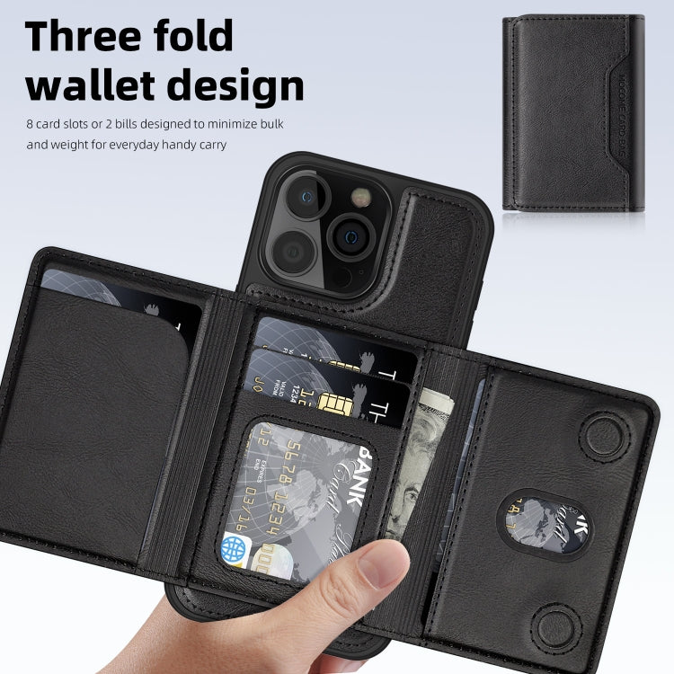 For iPhone 12 Pro Shield Multi-functional MagSafe Card Bag Phone Case(Black) - iPhone 12 / 12 Pro Cases by buy2fix | Online Shopping UK | buy2fix