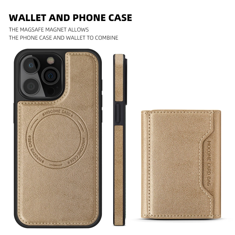 For iPhone 12 Pro Max Shield Multi-functional MagSafe Card Bag Phone Case(Desert Gold) - iPhone 12 Pro Max Cases by buy2fix | Online Shopping UK | buy2fix
