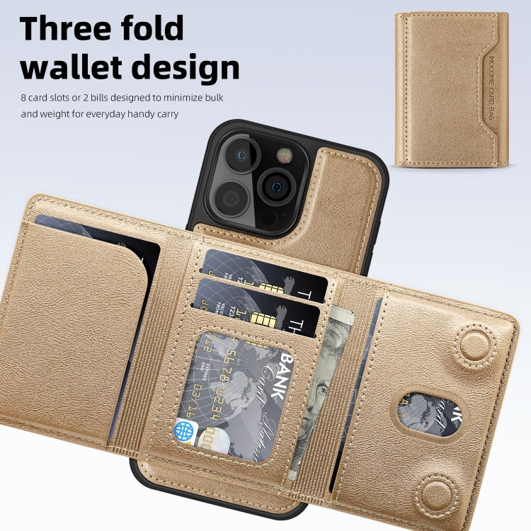 For iPhone 12 Pro Max Shield Multi-functional MagSafe Card Bag Phone Case(Desert Gold) - iPhone 12 Pro Max Cases by buy2fix | Online Shopping UK | buy2fix