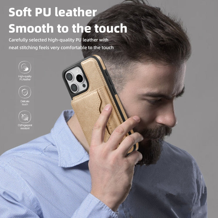 For iPhone 13 Shield Multi-functional MagSafe Card Bag Phone Case(Desert Gold) - iPhone 13 Cases by buy2fix | Online Shopping UK | buy2fix