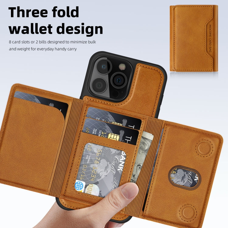 For iPhone 13 Shield Multi-functional MagSafe Card Bag Phone Case(Brown) - iPhone 13 Cases by buy2fix | Online Shopping UK | buy2fix