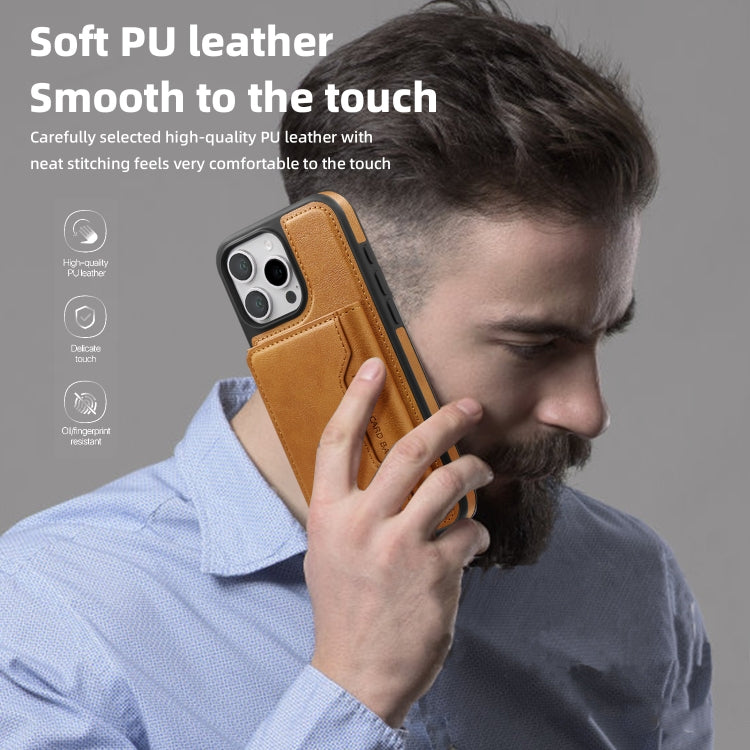For iPhone 13 Shield Multi-functional MagSafe Card Bag Phone Case(Brown) - iPhone 13 Cases by buy2fix | Online Shopping UK | buy2fix