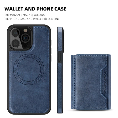 For iPhone 13 Shield Multi-functional MagSafe Card Bag Phone Case(Blue) - iPhone 13 Cases by buy2fix | Online Shopping UK | buy2fix