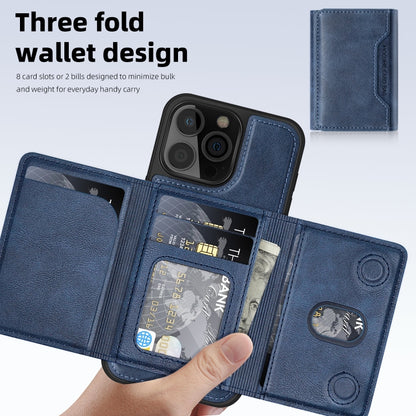For iPhone 13 Shield Multi-functional MagSafe Card Bag Phone Case(Blue) - iPhone 13 Cases by buy2fix | Online Shopping UK | buy2fix