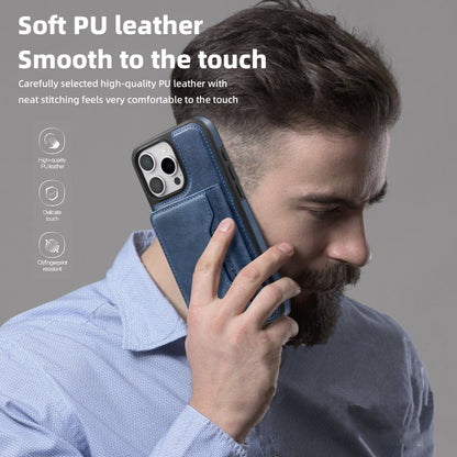 For iPhone 13 Shield Multi-functional MagSafe Card Bag Phone Case(Blue) - iPhone 13 Cases by buy2fix | Online Shopping UK | buy2fix