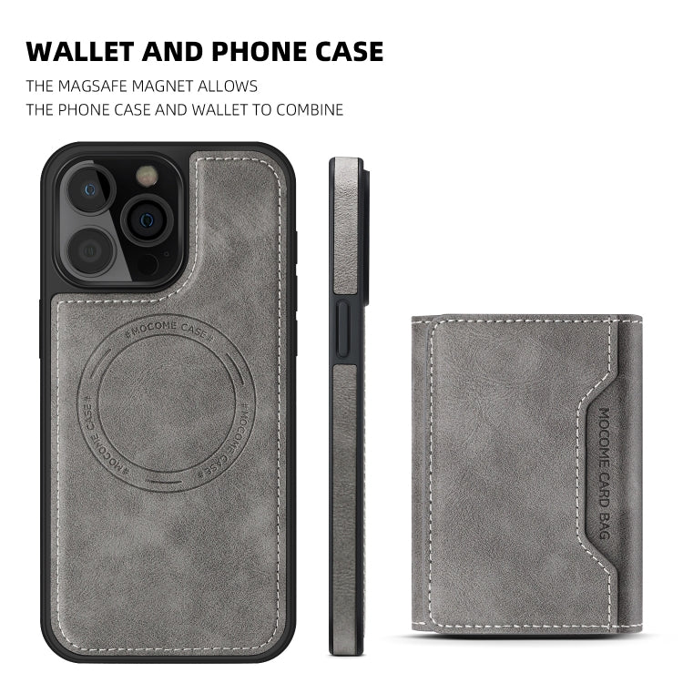 For iPhone 13 Shield Multi-functional MagSafe Card Bag Phone Case(Grey) - iPhone 13 Cases by buy2fix | Online Shopping UK | buy2fix