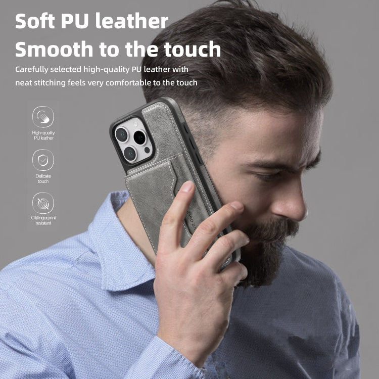 For iPhone 13 Shield Multi-functional MagSafe Card Bag Phone Case(Grey) - iPhone 13 Cases by buy2fix | Online Shopping UK | buy2fix