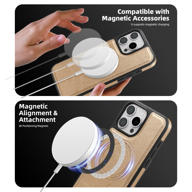 For iPhone 13 Pro Max Shield Multi-functional MagSafe Card Bag Phone Case(Desert Gold) - iPhone 13 Pro Max Cases by buy2fix | Online Shopping UK | buy2fix