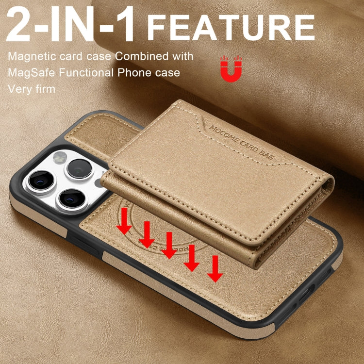 For iPhone 14 Pro Shield Multi-functional MagSafe Card Bag Phone Case(Desert Gold) - iPhone 14 Pro Cases by buy2fix | Online Shopping UK | buy2fix