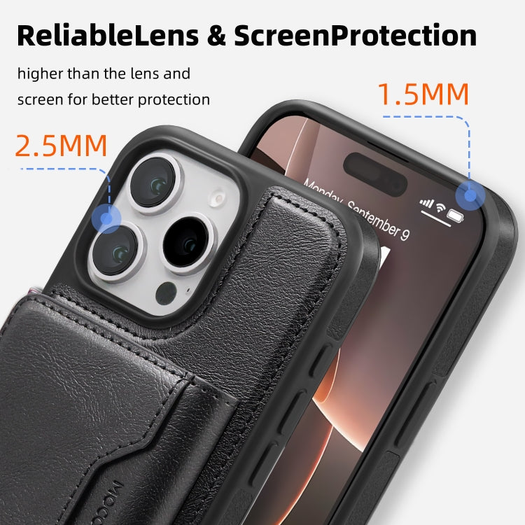 For iPhone 14 Pro Shield Multi-functional MagSafe Card Bag Phone Case(Black) - iPhone 14 Pro Cases by buy2fix | Online Shopping UK | buy2fix