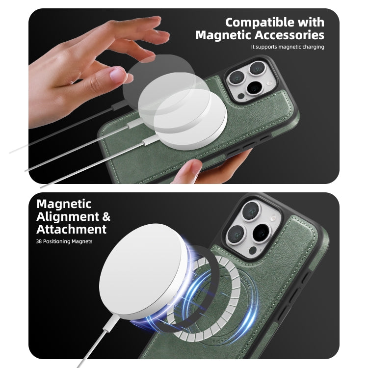 For iPhone 14 Pro Shield Multi-functional MagSafe Card Bag Phone Case(Green) - iPhone 14 Pro Cases by buy2fix | Online Shopping UK | buy2fix