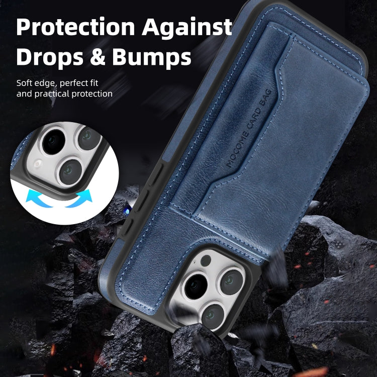 For iPhone 14 Pro Max Shield Multi-functional MagSafe Card Bag Phone Case(Blue) - iPhone 14 Pro Max Cases by buy2fix | Online Shopping UK | buy2fix