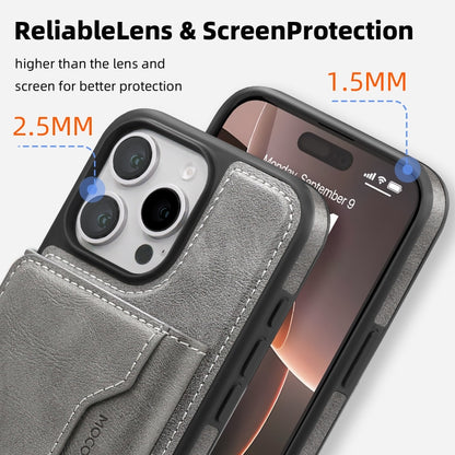 For iPhone 14 Pro Max Shield Multi-functional MagSafe Card Bag Phone Case(Grey) - iPhone 14 Pro Max Cases by buy2fix | Online Shopping UK | buy2fix