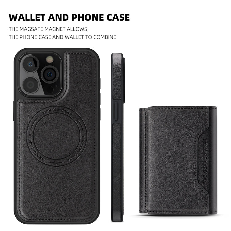 For iPhone 14 Plus Shield Multi-functional MagSafe Card Bag Phone Case(Black) - iPhone 14 Plus Cases by buy2fix | Online Shopping UK | buy2fix