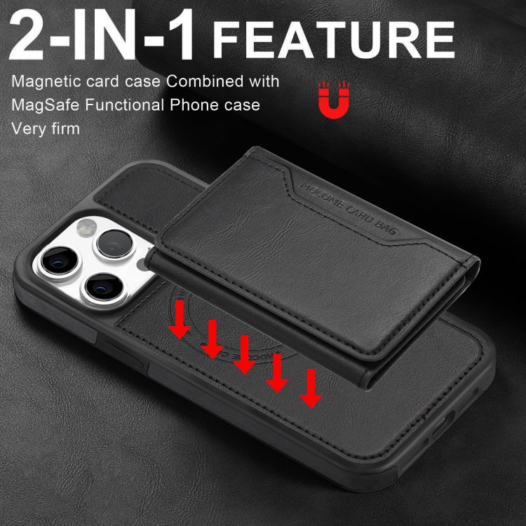 For iPhone 14 Plus Shield Multi-functional MagSafe Card Bag Phone Case(Black) - iPhone 14 Plus Cases by buy2fix | Online Shopping UK | buy2fix