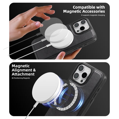 For iPhone 15 Shield Multi-functional MagSafe Card Bag Phone Case(Black) - iPhone 15 Cases by buy2fix | Online Shopping UK | buy2fix