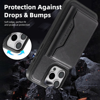 For iPhone 15 Shield Multi-functional MagSafe Card Bag Phone Case(Black) - iPhone 15 Cases by buy2fix | Online Shopping UK | buy2fix