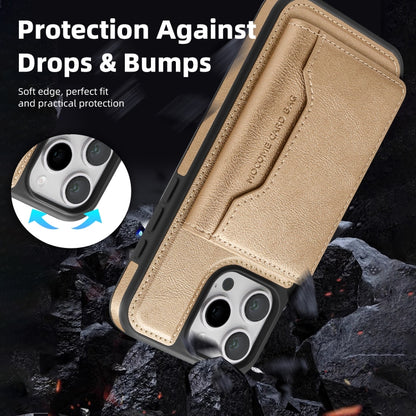 For iPhone 15 Plus Shield Multi-functional MagSafe Card Bag Phone Case(Desert Gold) - iPhone 15 Plus Cases by buy2fix | Online Shopping UK | buy2fix