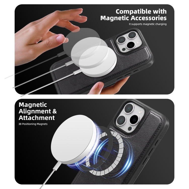 For iPhone 15 Plus Shield Multi-functional MagSafe Card Bag Phone Case(Black) - iPhone 15 Plus Cases by buy2fix | Online Shopping UK | buy2fix