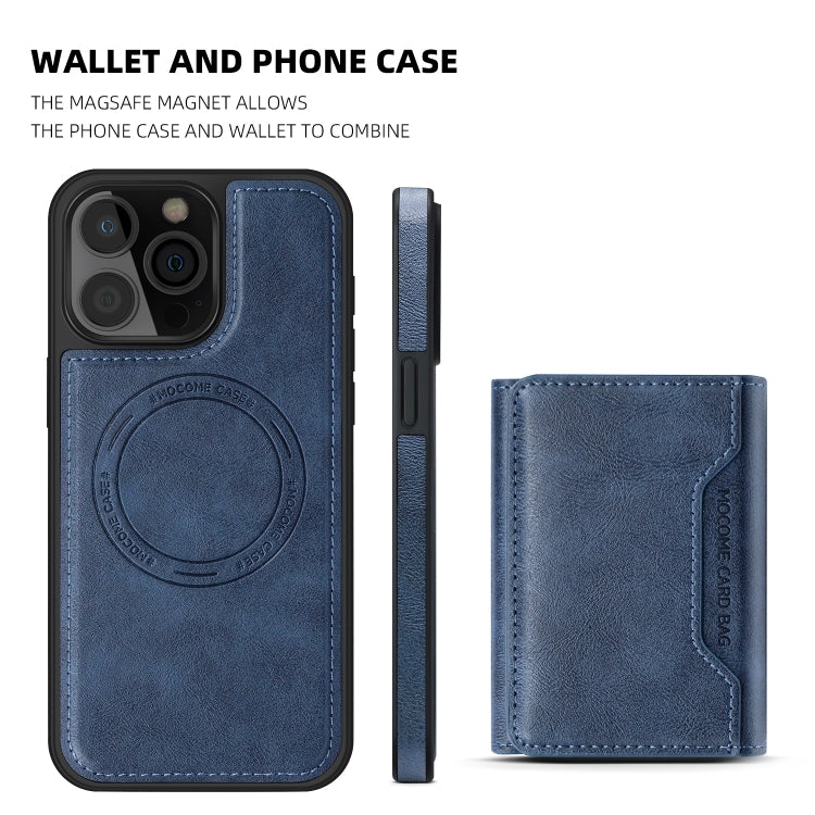 For iPhone 15 Pro Max Shield Multi-functional MagSafe Card Bag Phone Case(Blue) - iPhone 15 Pro Max Cases by buy2fix | Online Shopping UK | buy2fix