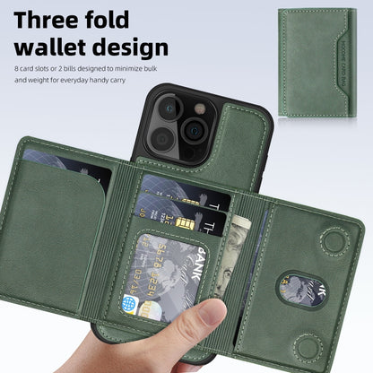 For iPhone 16 Pro Max Shield Multi-functional MagSafe Card Bag Phone Case(Green) - iPhone 16 Pro Max Cases by buy2fix | Online Shopping UK | buy2fix