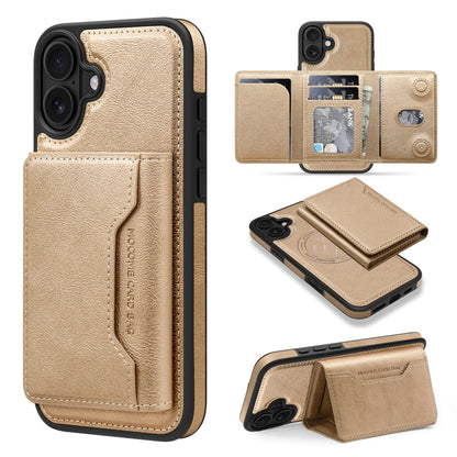 For iPhone 16 Plus Shield Multi-functional MagSafe Card Bag Phone Case(Desert Gold) - iPhone 16 Plus Cases by buy2fix | Online Shopping UK | buy2fix