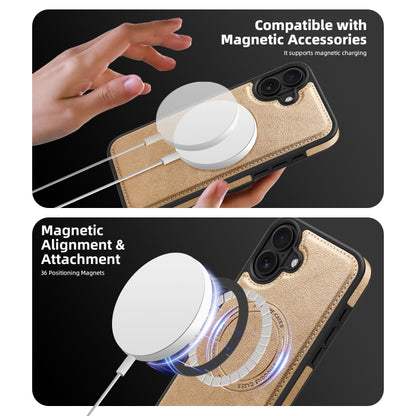 For iPhone 16 Plus Shield Multi-functional MagSafe Card Bag Phone Case(Desert Gold) - iPhone 16 Plus Cases by buy2fix | Online Shopping UK | buy2fix