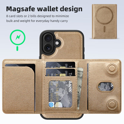 For iPhone 16 Plus Shield Multi-functional MagSafe Card Bag Phone Case(Desert Gold) - iPhone 16 Plus Cases by buy2fix | Online Shopping UK | buy2fix