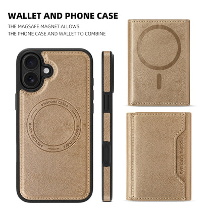 For iPhone 16 Plus Shield Multi-functional MagSafe Card Bag Phone Case(Desert Gold) - iPhone 16 Plus Cases by buy2fix | Online Shopping UK | buy2fix