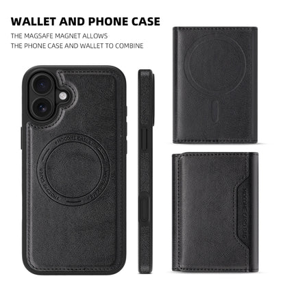 For iPhone 16 Plus Shield Multi-functional MagSafe Card Bag Phone Case(Black) by buy2fix