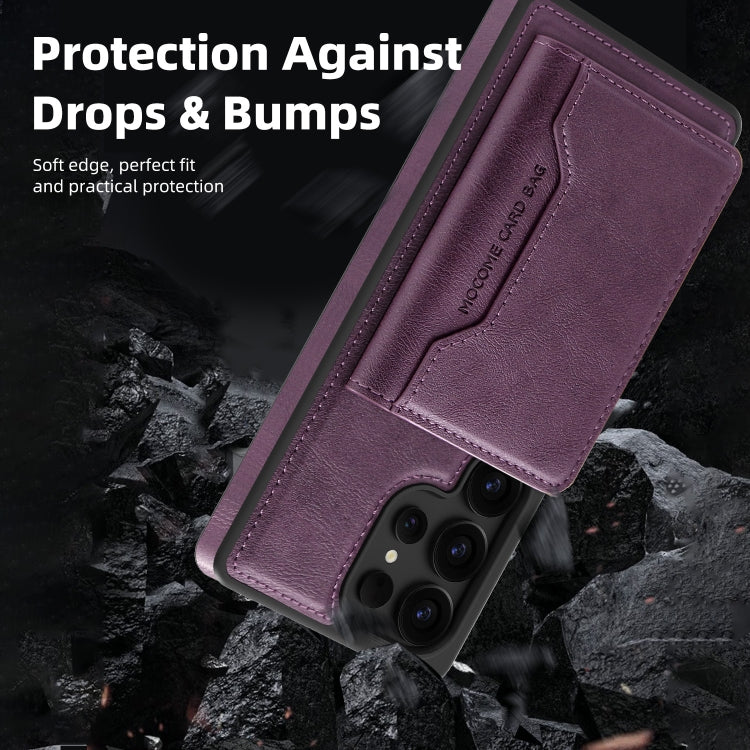 For Samsung Galaxy S25+ 5G Shield Multi-functional MagSafe Card Bag Phone Case(Purple) by buy2fix