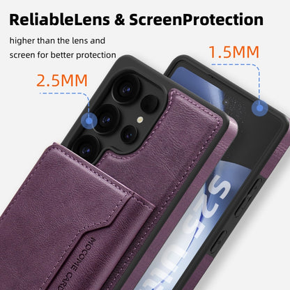 For Samsung Galaxy S25+ 5G Shield Multi-functional MagSafe Card Bag Phone Case(Purple) by buy2fix