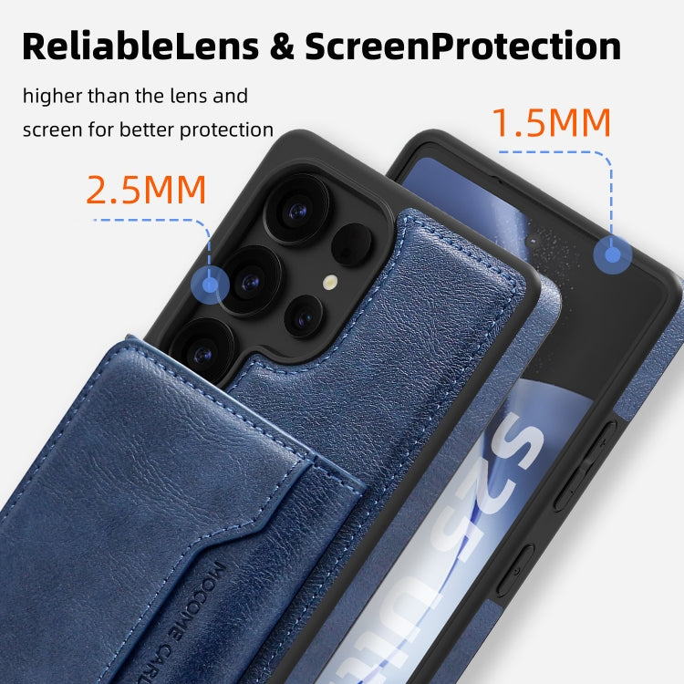 For Samsung Galaxy S25 Ultra 5G Shield Multi-functional MagSafe Card Bag Phone Case(Blue) by buy2fix