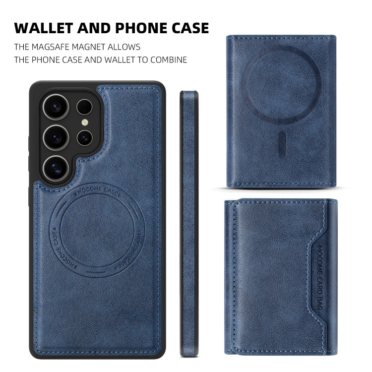 For Samsung Galaxy S25 Ultra 5G Shield Multi-functional MagSafe Card Bag Phone Case(Blue) by buy2fix