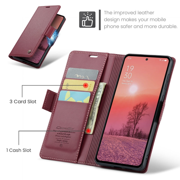 For OPPO Reno12 Pro 5G Global CaseMe 023 Butterfly Buckle Litchi Texture RFID Anti-theft Leather Phone Case(Red) - Reno12 Pro Cases by CaseMe | Online Shopping UK | buy2fix