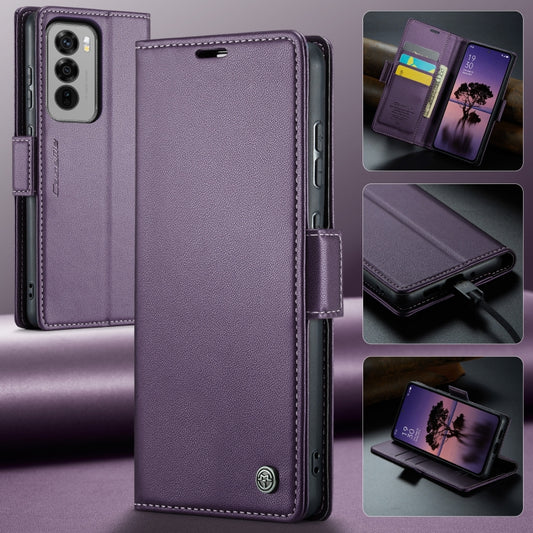For OPPO Reno12 Pro 5G Global CaseMe 023 Butterfly Buckle Litchi Texture RFID Anti-theft Leather Phone Case(Purple) by CaseMe