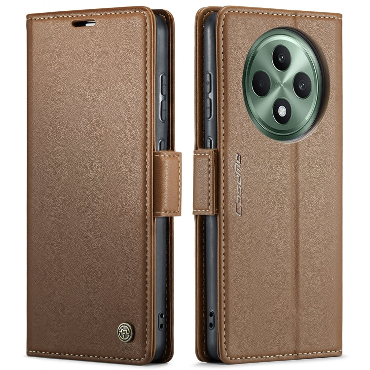 For OPPO Reno12 F /12 FS 5G CaseMe 023 Butterfly Buckle Litchi Texture RFID Anti-theft Leather Phone Case(Brown) - Reno12 F Cases by CaseMe | Online Shopping UK | buy2fix