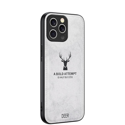 For iPhone 16 Pro Deer Head Cloth Skin All-inclusive Phone Case(White) by buy2fix