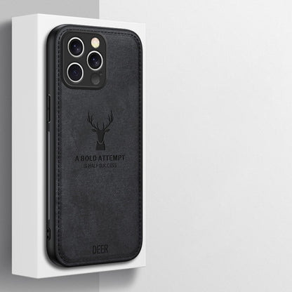 For iPhone 16 Pro Deer Head Cloth Skin All-inclusive Phone Case(White) by buy2fix